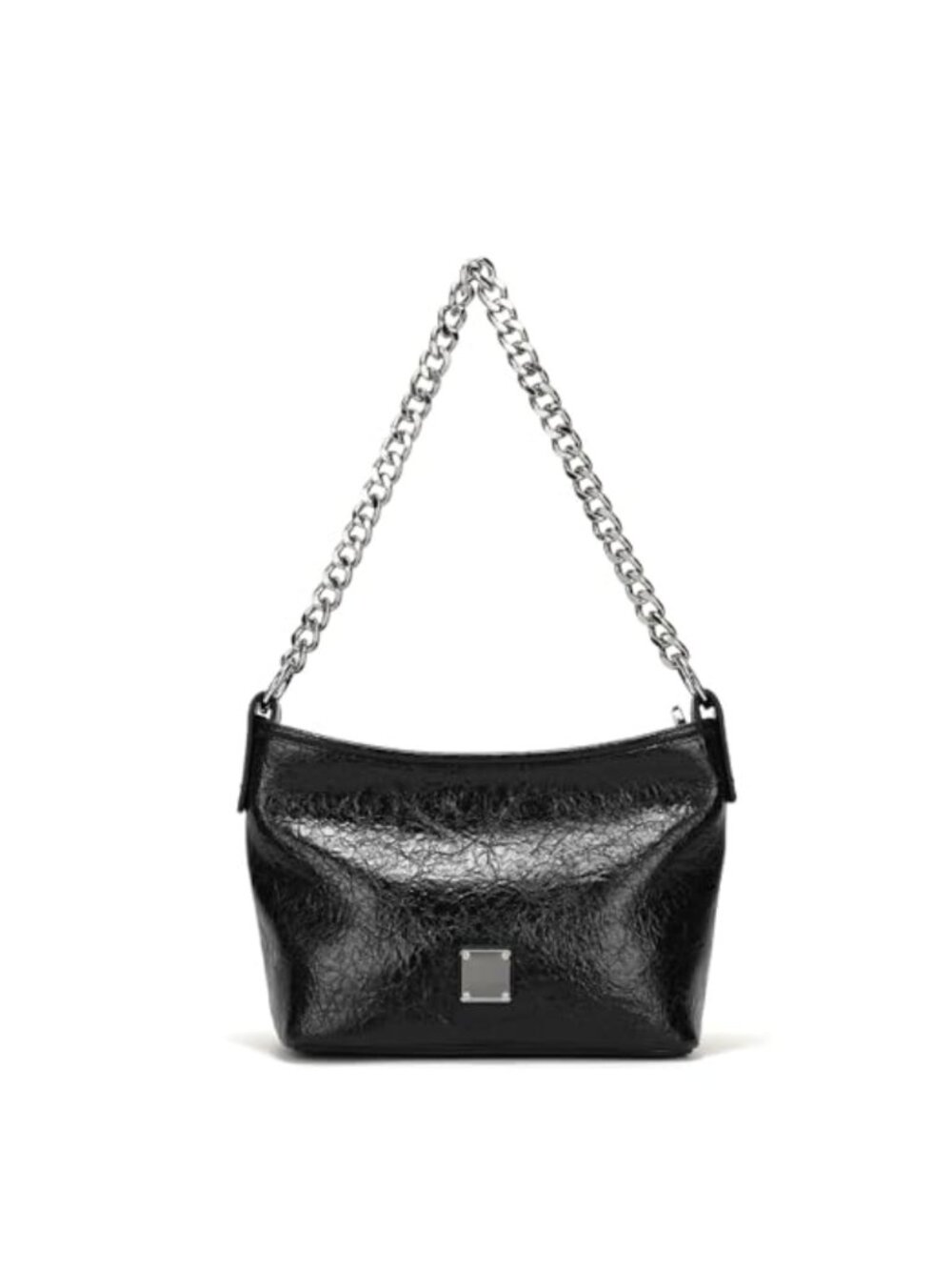 Faux Leather Bucket Crossbody Bag Chain Hobo Shoulder Purse